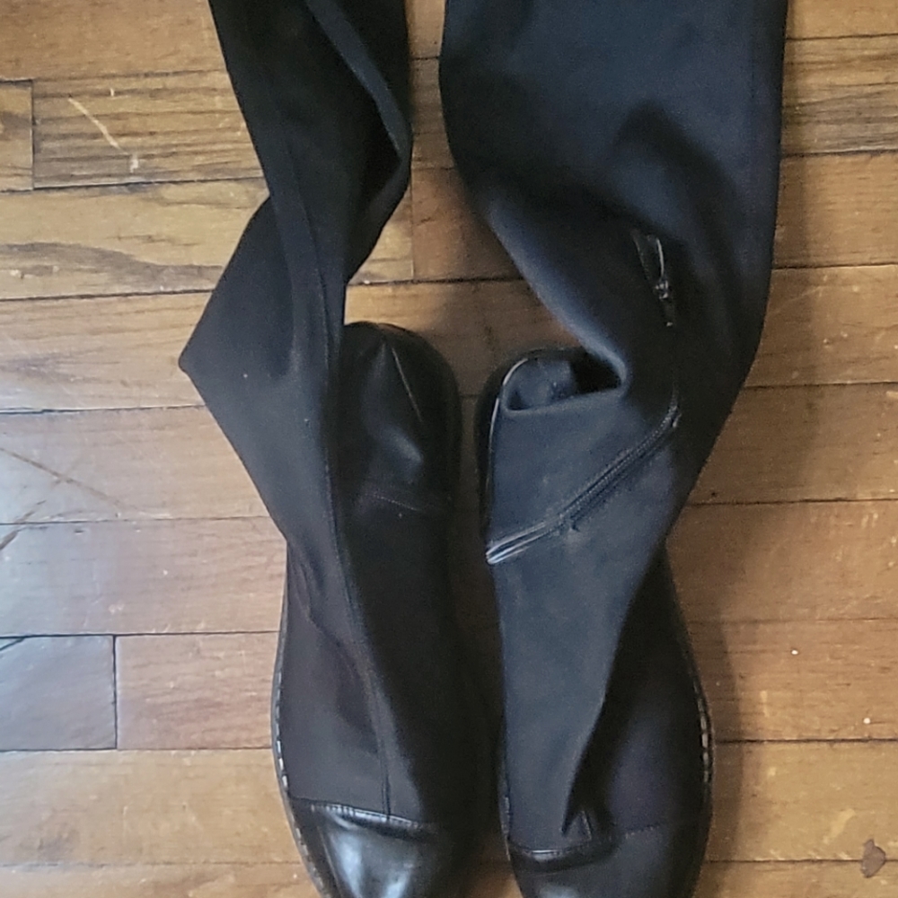 Zara black over the knee stretch boots 11